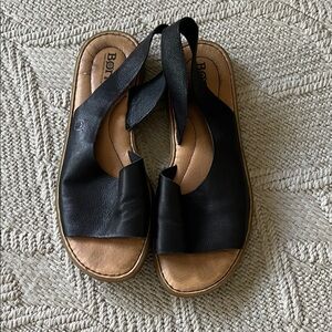 Born Black and Tan Leather Women's Sandals